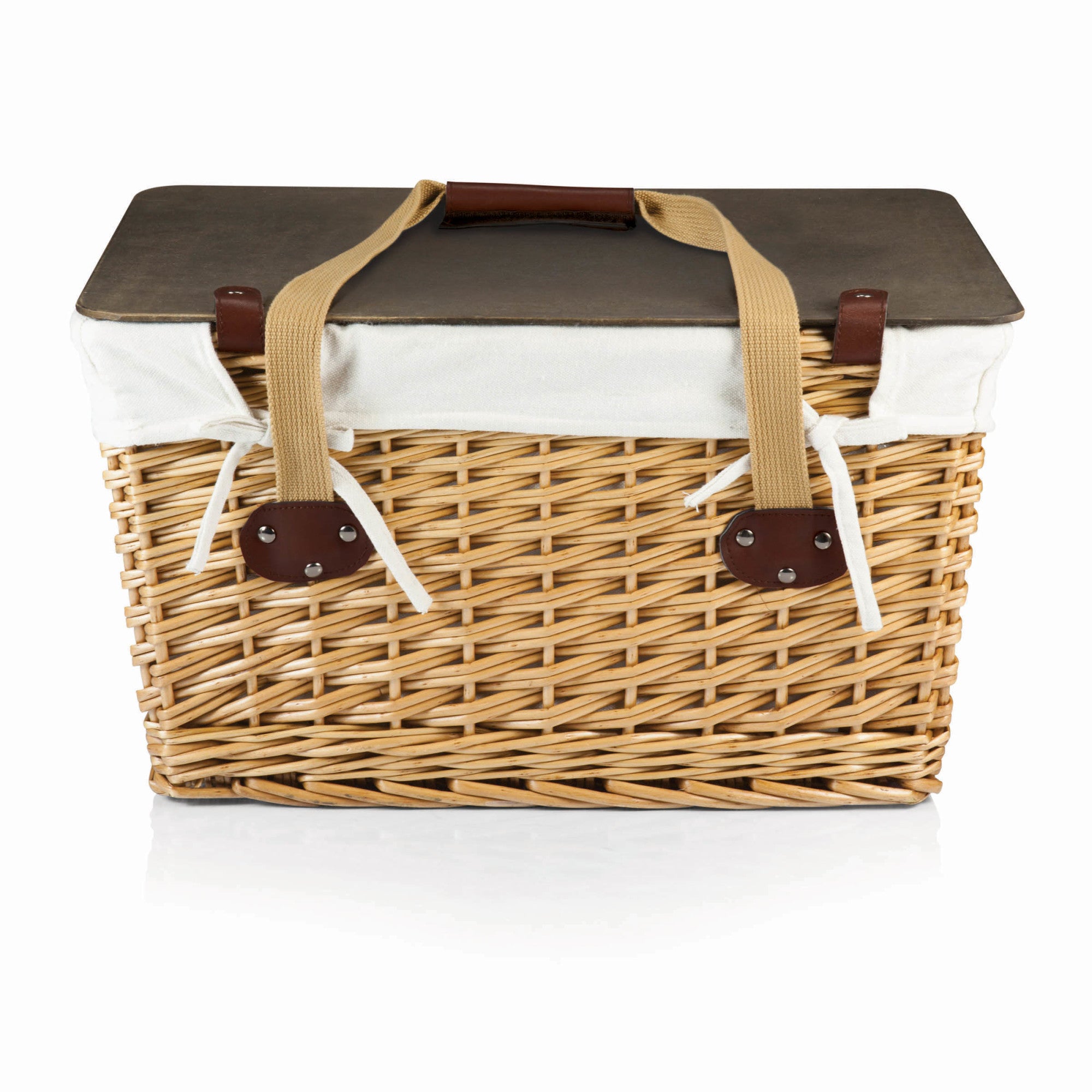 Beige Canvas with Brown Lid