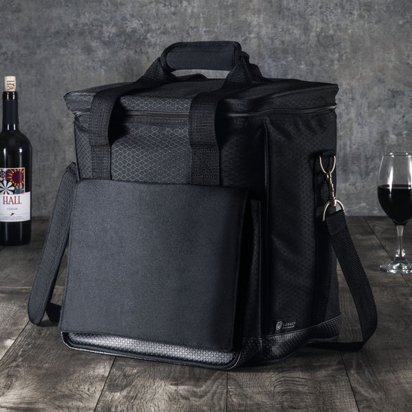 Cellar 6-Bottle Wine Carrier & Cooler Tote with Trolley-Picnic Time Family of Brands