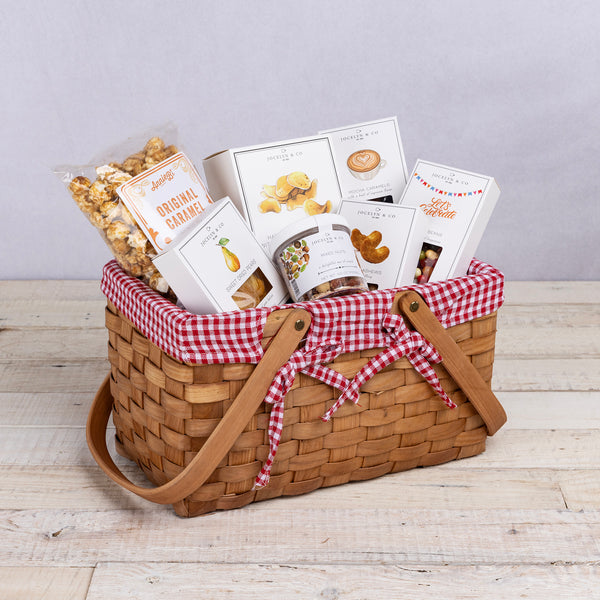 Farmhouse Basket with Gourmet Gift Pack-Picnic Time Family of Brands