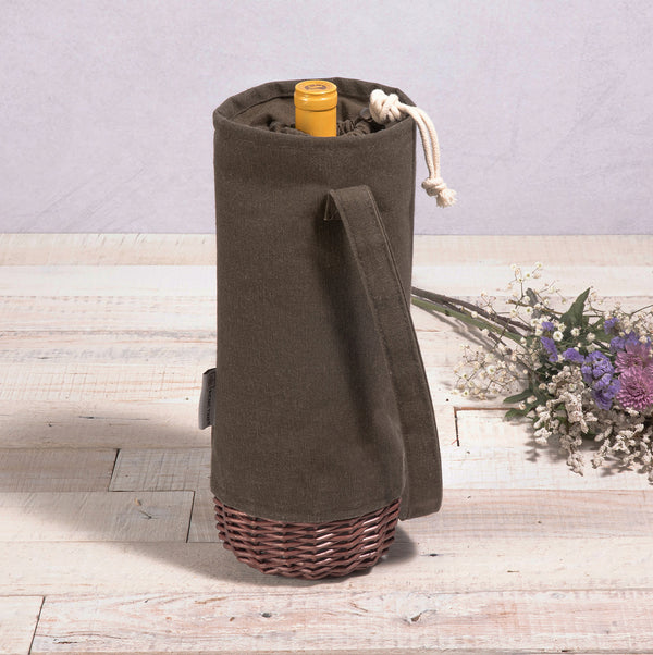 Malbec Insulated Canvas and Willow Wine Bottle Basket-Picnic Time Family of Brands