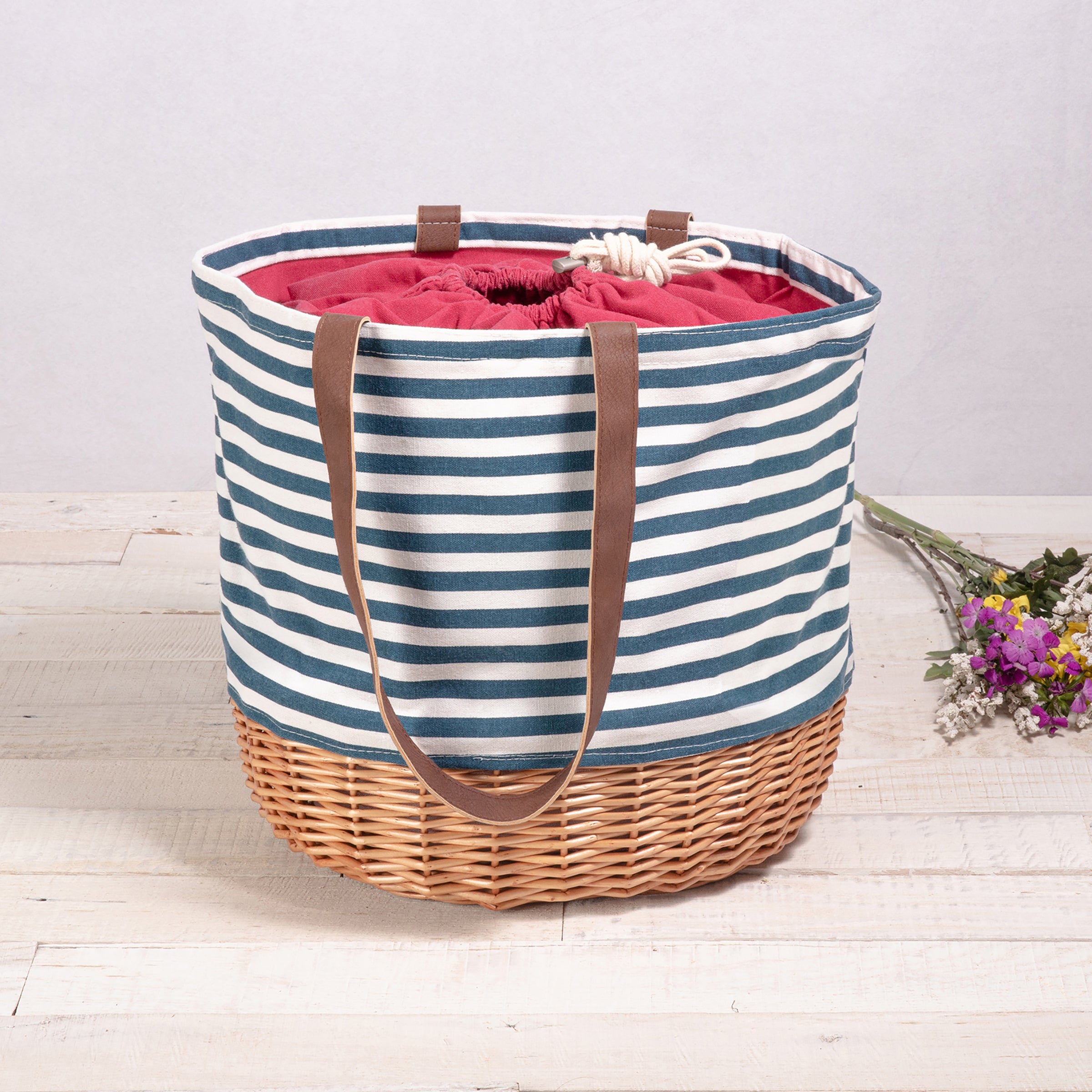 Coronado Canvas and Willow Basket Tote-Picnic Time Family of Brands