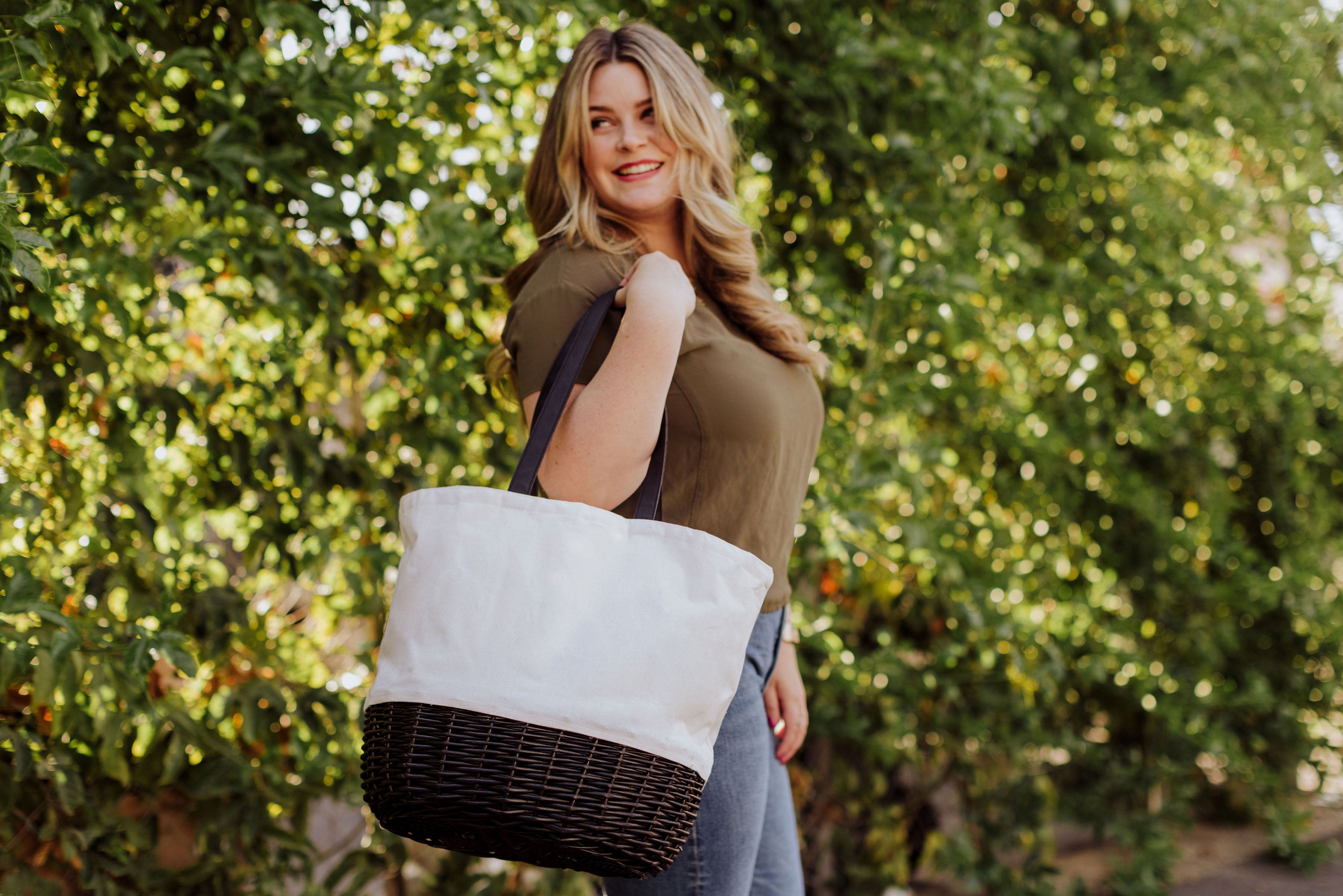 Coronado Canvas and Willow Basket Tote-Picnic Time Family of Brands