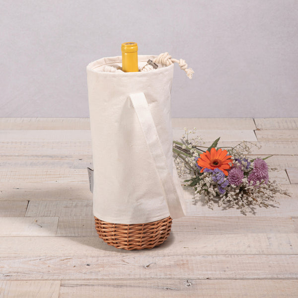 Malbec Insulated Canvas and Willow Wine Bottle Basket-Picnic Time Family of Brands